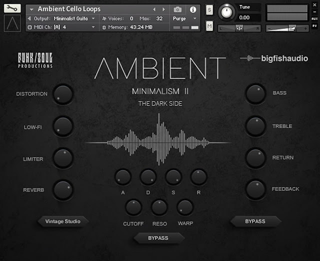 Interface da Library Big Fish Audio - Ambient Minimalism 2: The Dark Side (KONTAKT)