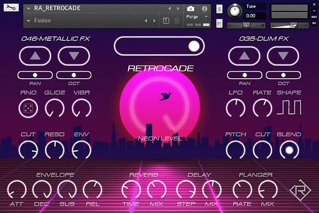 Interface da Library Rigid Audio - Retrocade (KONTAKT)