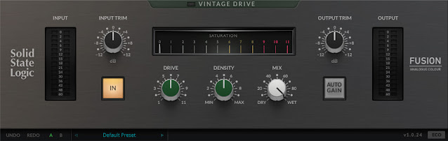 Interface do Plugin Solid State Logic - SSL Fusion Vintage Drive Plug-in 1.0.24