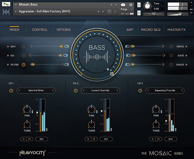 Interface da Library Heavyocity - Mosaic Bass (KONTAKT)