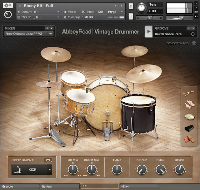 Interface da Library Native Instruments - Abbey Road Vintage Drummer (KONTAKT)