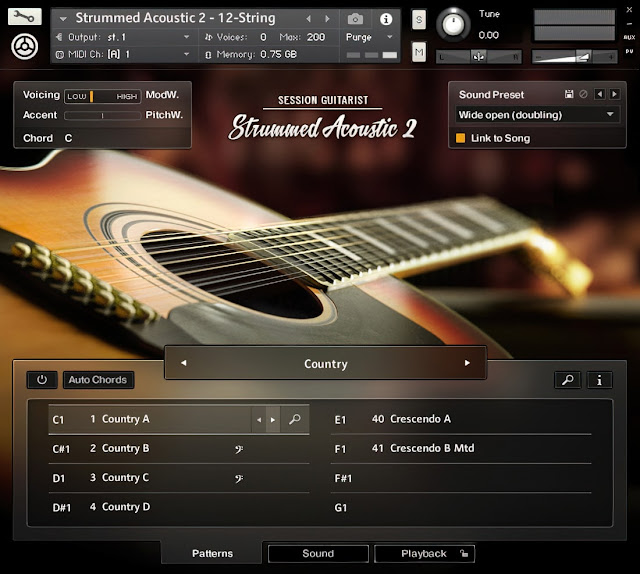 Interface da Library Native Instruments - Session Guitarist: Strummed Acoustic 2 (KONTAKT)
