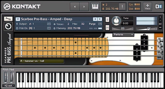 Interface da Library Native Instruments - Scarbee Pre-Bass Amped 1.1.0 (KONTAKT)