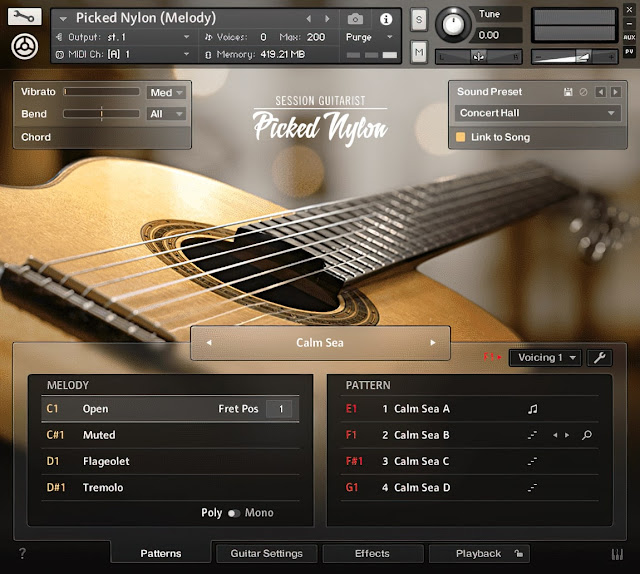 Interface da Library Native Instruments - Session Guitarist - Picked Nylon (KONTAKT)