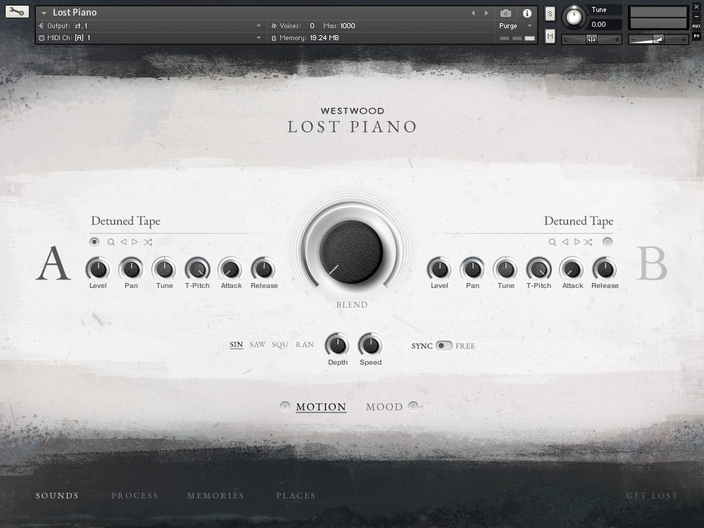 Interface da Library Westwood Instruments - Lost Piano Torrent