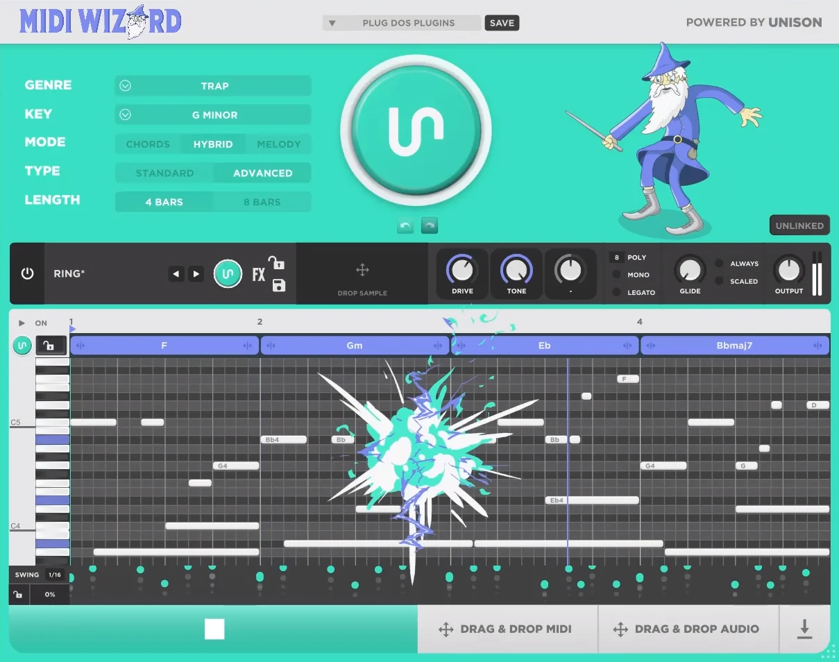Interface do Unison - MIDI Wizard 2 Interface do Unison - MIDI Wizard 2