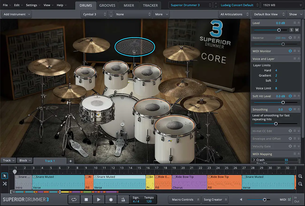 Interface do Superior Drummer 3 Interface do Superior Drummer 3